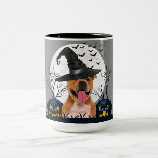 Pit Bull Halloween Pumpkin Patch Tweekleurige Koffiemok