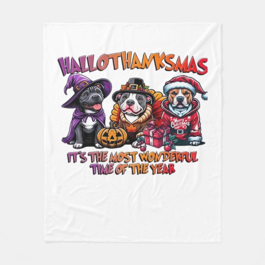 Pit Bull Halloween Thanksgiving Kerstklassieker Fleece Deken (Voorkant)