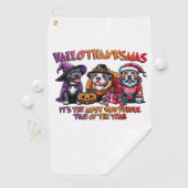 Pit Bull Halloween Thanksgiving Kerstklassieker Golfhanddoek (Insitu)