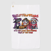 Pit Bull Halloween Thanksgiving Kerstklassieker Golfhanddoek (Voorkant)