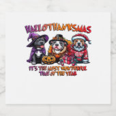 Pit Bull Halloween Thanksgiving Kerstklassieker Sparkling Wijnetiket (Enkel label)