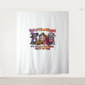 Pit Bull Halloween Thanksgiving Kerstklassieker Wandkleed (Voorkant)