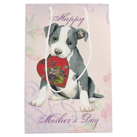 Pit Bull Heart Mam Medium Cadeauzakje (Voorkant)