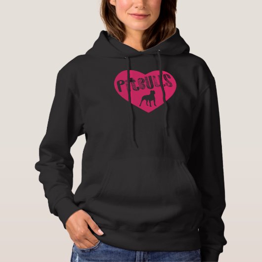 Pit Bull Heart Pitbulls Roze Transparant Amerikaan Hoodie (Voorkant)