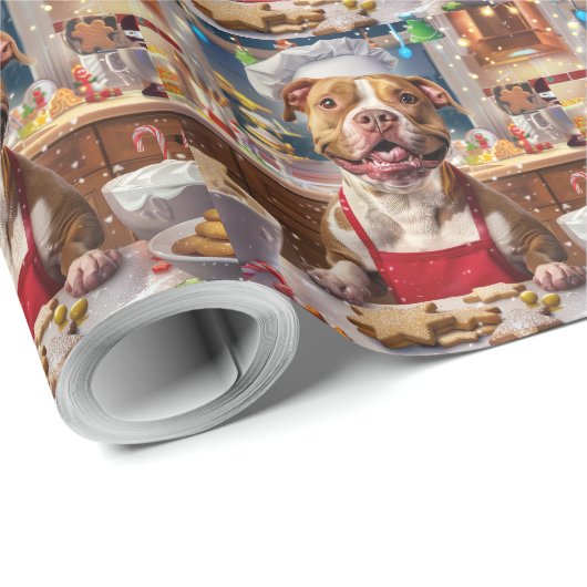 Pit Bull Holiday Baking: Feestelijke Kerst Cadeaupapier (Rol Hoek)