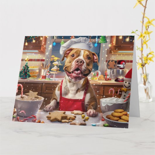 Pit Bull Holiday Baking: Feestelijke Kerst Kaart (Gele Bloem)