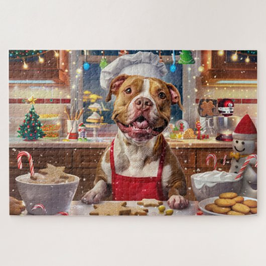 Pit Bull Holiday Baking: Feestelijke Kerst Legpuzzel (Horizontaal)