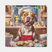 Pit Bull Holiday Baking: Feestelijke Kerst Magneet (Voorkant)
