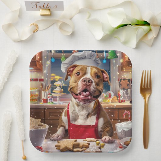 Pit Bull Holiday Baking: Feestelijke Kerst Papieren Bordje (Huwelijk)