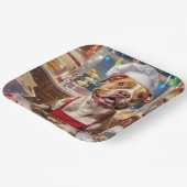 Pit Bull Holiday Baking: Feestelijke Kerst Papieren Bordje (Gebogen)