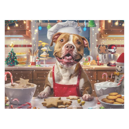 Pit Bull Holiday Baking: Feestelijke Kerst Tafelkleed (Voorkant (Horizontaal))