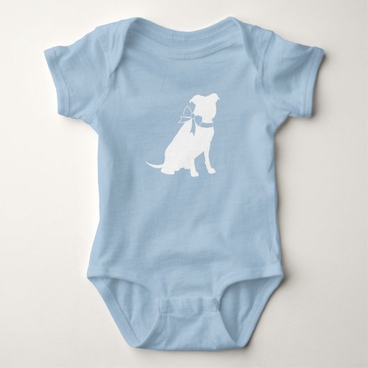 Pit Bull Hond Baby Shower Blauwe Jongen Pitbull Romper (Voorkant)