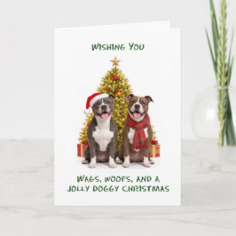 Pit Bull Honden Kerstmis Feestdagen Kaart