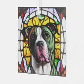 Pit Bull in "Glas in lood" Glas Ornament (Voorkant links)