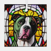 Pit Bull in "Glas in lood" Glas Ornament (Achterkant)