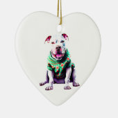 Pit Bull in Kersttrui Keramisch Ornament (Rechts)