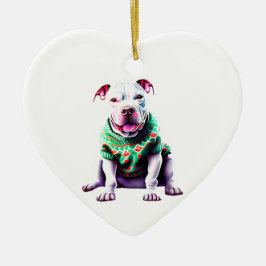 Pit Bull in Kersttrui Keramisch Ornament