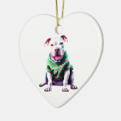 Pit Bull in Kersttrui Keramisch Ornament (Links)
