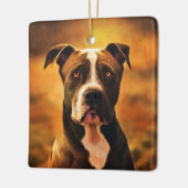 Pit Bull Keramisch Ornament (Links)