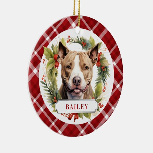 Pit Bull Keramische Cirkel Ornament (Rechts)