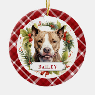 Pit Bull Keramische Cirkel Ornament