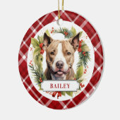 Pit Bull Keramische Cirkel Ornament (Links)