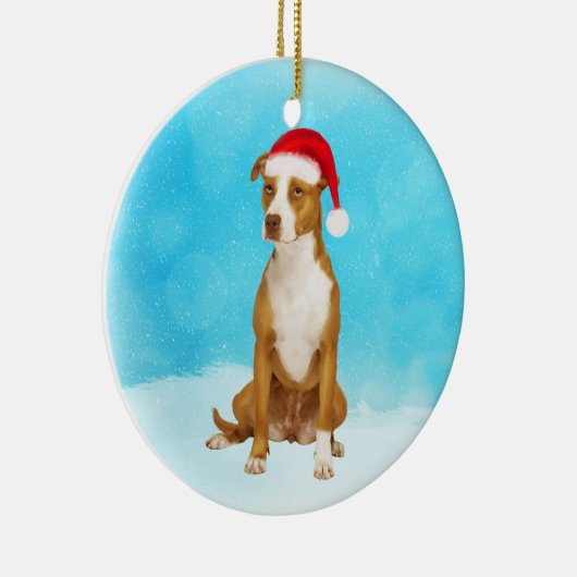 Pit Bull Kerst Ronde Ornament (Rechts)