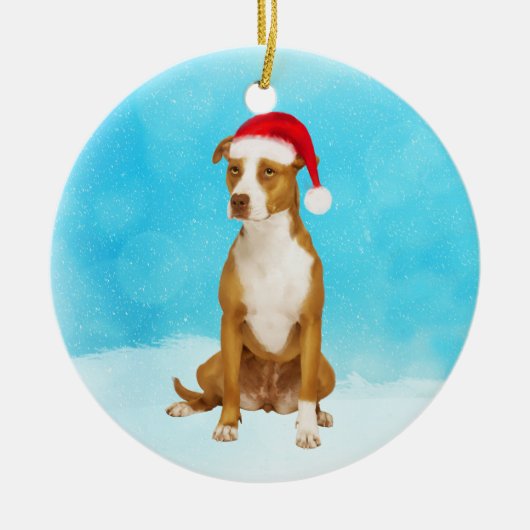 Pit Bull Kerst Ronde Ornament (Voorkant)