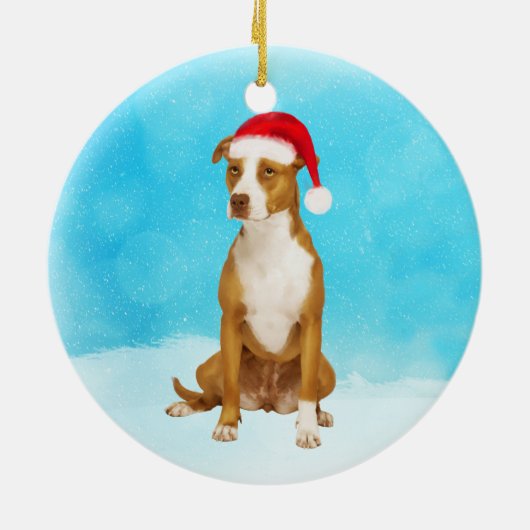 Pit Bull Kerst Ronde Ornament (Achterkant)