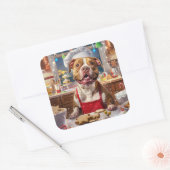 Pit Bull Kerstbakken: Festive Kerst  Vierkante Sticker (Envelop)