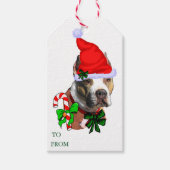 Pit Bull-kerstcadeautags Cadeaulabel (Voorkant)