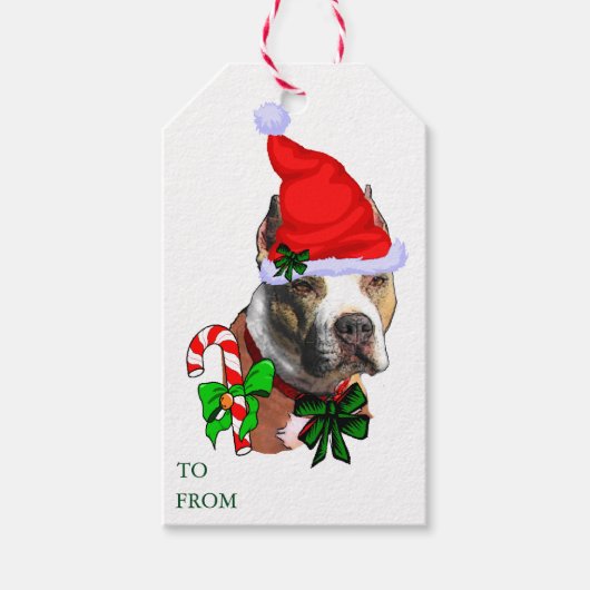 Pit Bull-kerstcadeautags Cadeaulabel (Voorkant)