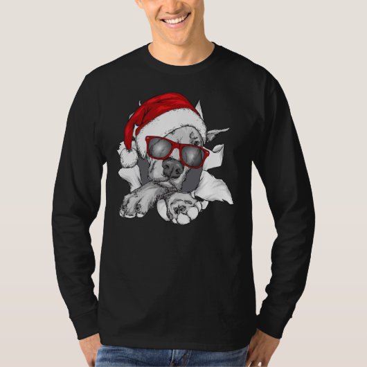 Pit Bull-kerstfeestjes T-shirt (Voorkant)