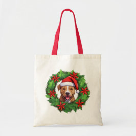 Pit Bull Kerstkrans Canvas tas