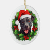 Pit Bull Kerstkrans Keramisch Ornament (Rechts)