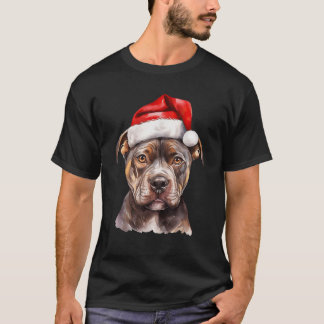 Pit Bull Kerstman Hoed Hond Pitbull Decoratie Pitt T-shirt