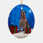 Pit-Bull Kerstmis Keramisch Ornament (Rechts)