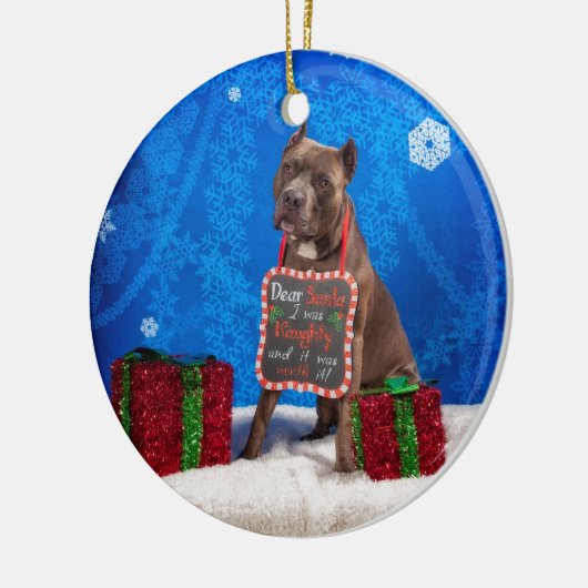 Pit-Bull Kerstmis Keramisch Ornament (Links)