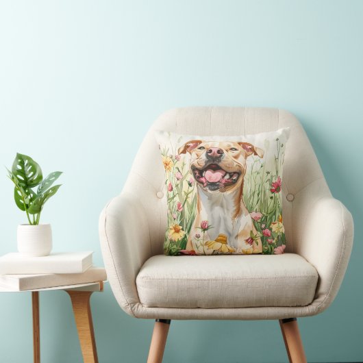 Pit Bull-kussensloop – Aquarel Kussen (Stoel)