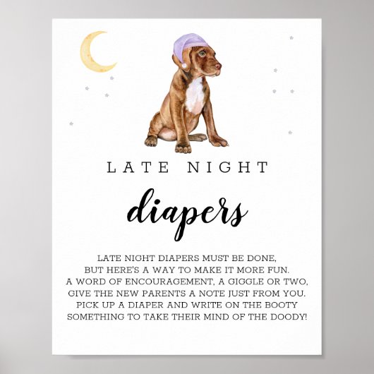 Pit Bull Late Night Diapers Beagle Waterverf Sign. Poster (Voorkant)