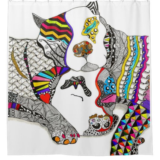 Pit Bull Love You Douchegordijn (Voorkant)