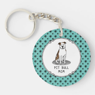 Pit Bull Ma (lt brindle white 3) Dog mama Sleutelhanger