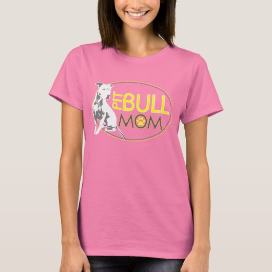Pit Bull Mam - Geel en Grijs T-shirt (Voorkant)