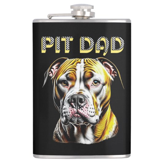 Pit Bull Mam | Gepersonaliseerd Hondenliefhebber Heupfles (Voorkant)