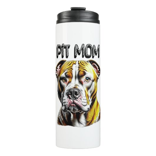 Pit Bull Mam | HONDENLIEFHEBBER Thermosbeker (Voorkant)