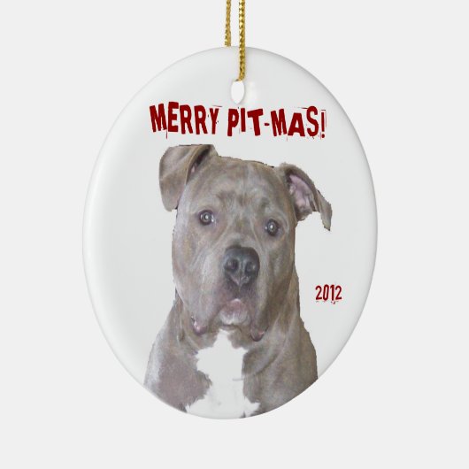 PIT BULL MERRY PIT-MAS KERAMISCH ORNAMENT (Rechts)