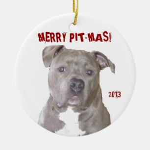 PIT BULL MERRY PIT-MAS KERAMISCH ORNAMENT