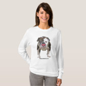 Pit Bull met lippenstift en parels T-shirt (Voorkant volledig)
