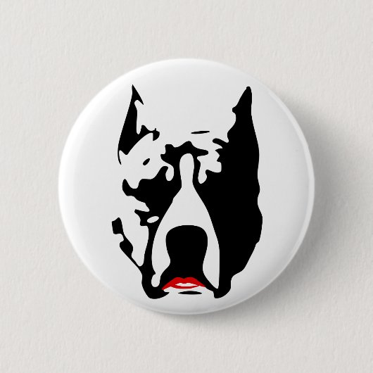 Pit Bull met Lipstick Ronde Button 5,7 Cm (Voorkant)