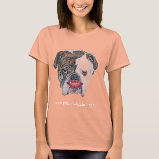PIT BULL MET LIPSTICK T-SHIRT (Voorkant)